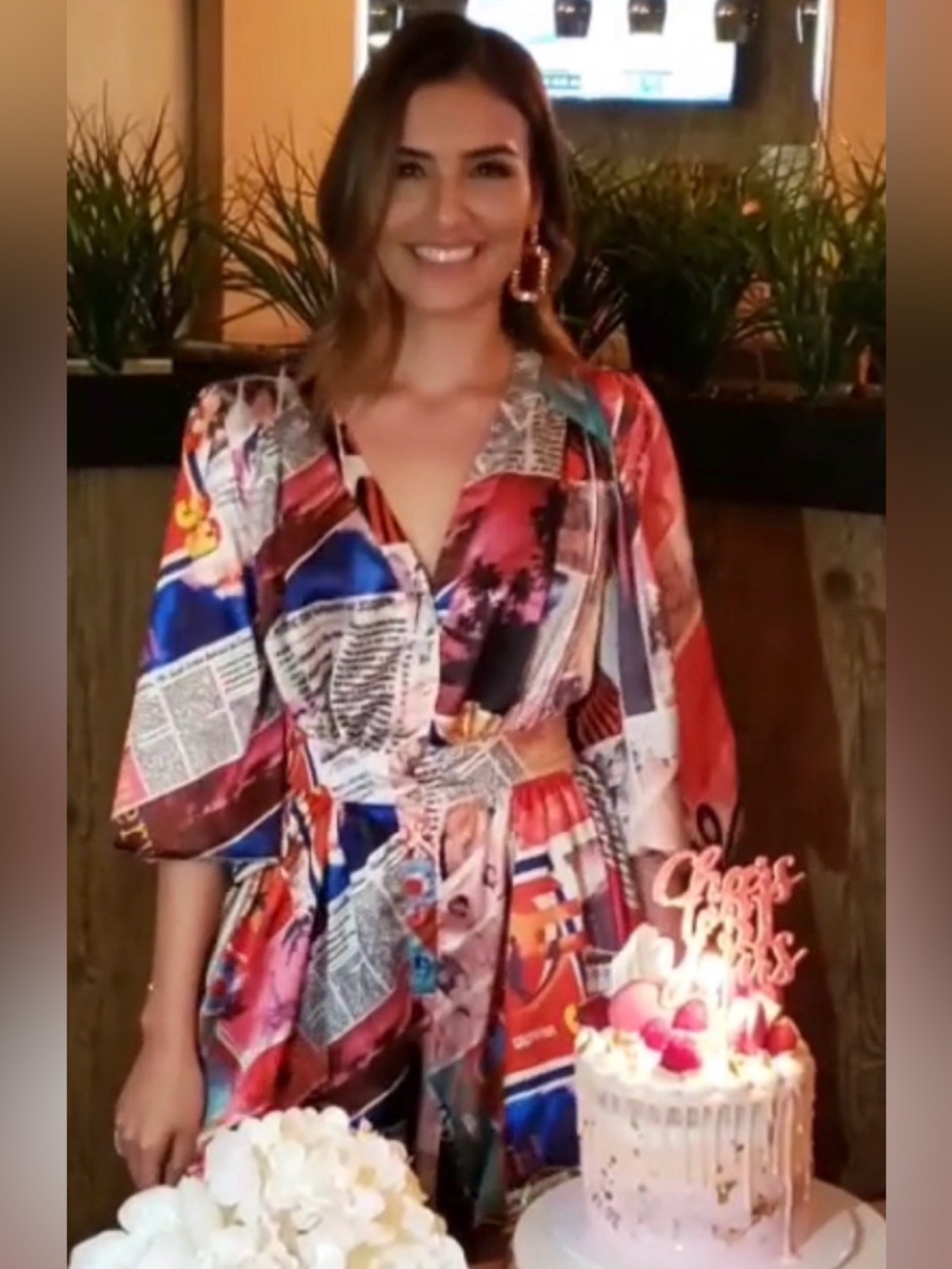 L'ATISTE Pink Multicolor Newspaper-Print Romper (PRELOVED ❤️ Worn once)